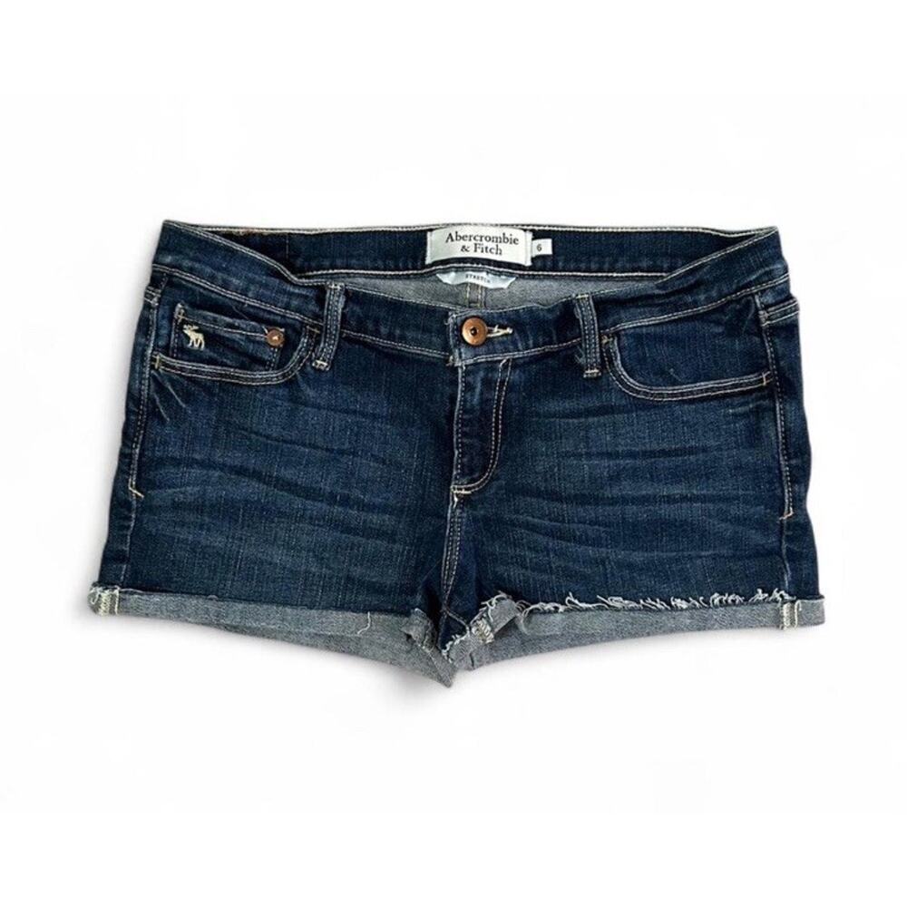 Y2K Abercrombie & Fitch Women’s Blue Denim Distressed Low Rise Shorts Size 6